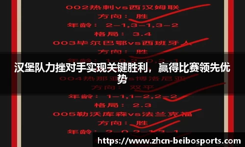 汉堡队力挫对手实现关键胜利，赢得比赛领先优势